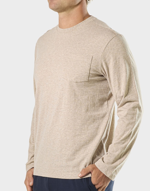 Mitch Dowd - Mens Relaxed Long Sleeve Crew Tee - Oatmeal