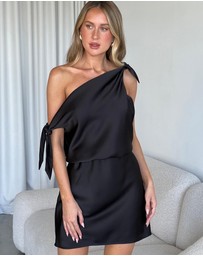 Dazie - Heavenly One Shoulder Tie Mini Dress