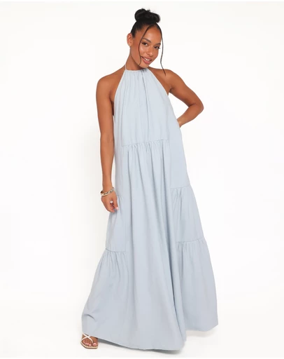 Petal & Pup - Eimear Halterneck Maxi Dress - Blue