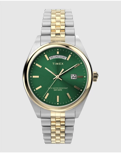 TIMEX - Timex Men’s Legacy 41mm Two Tone Case Green Dial Bracelet