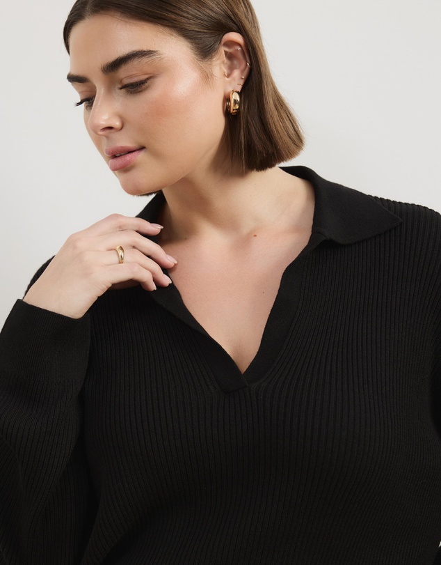 Atmos&Here Curvy - Eden Rib Collar Knit