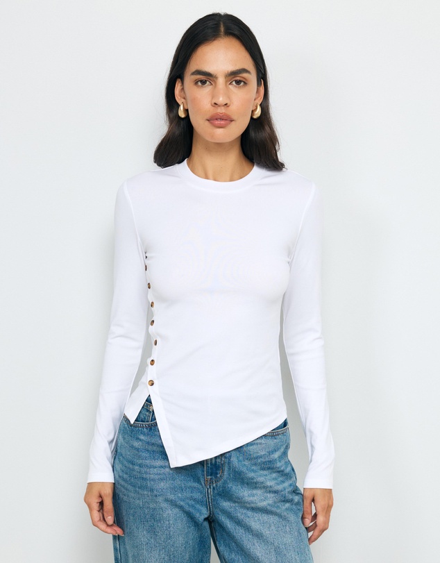 AERE - Amelie Asymm Buttoned Top