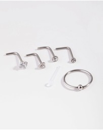Lovisa - Silver Mixed Diamante Nose Stud 6-Pack