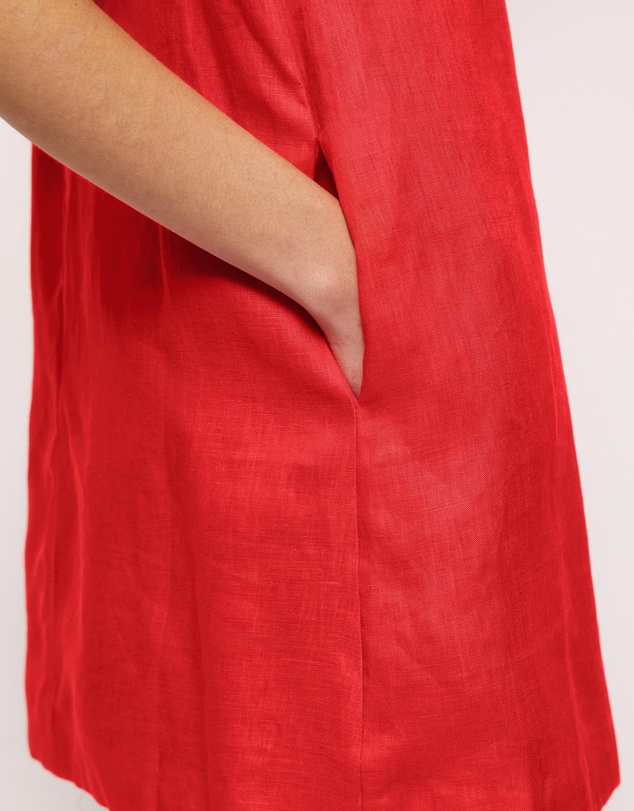 AERE - Indra Boat Neck Linen Mini Dress