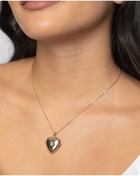 Lovisa - Gold Plated Heart Locket Necklace with Cubic Zirconia