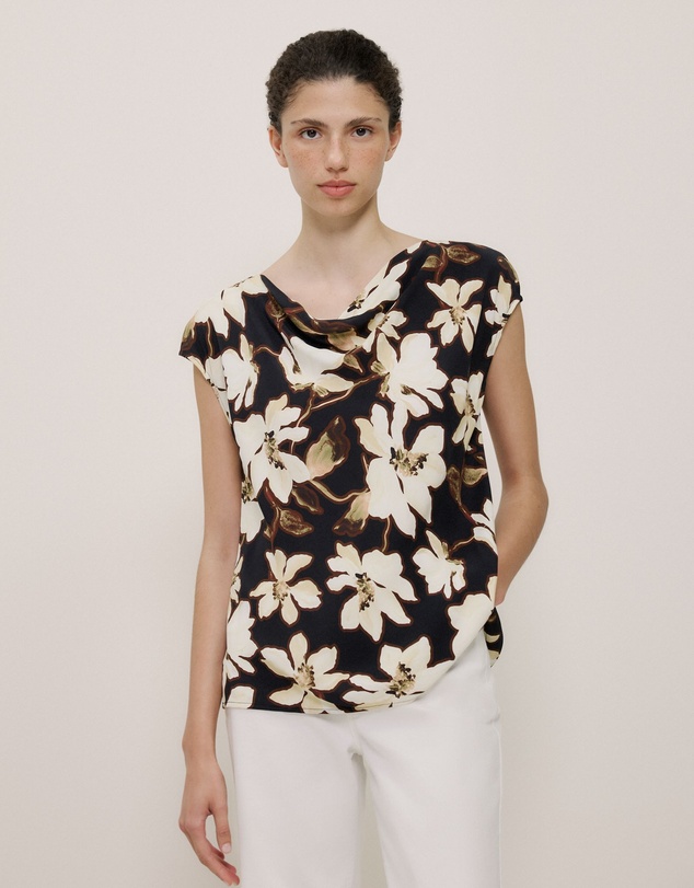 Trenery - Calais Floral Cap Sleeve Top in Black