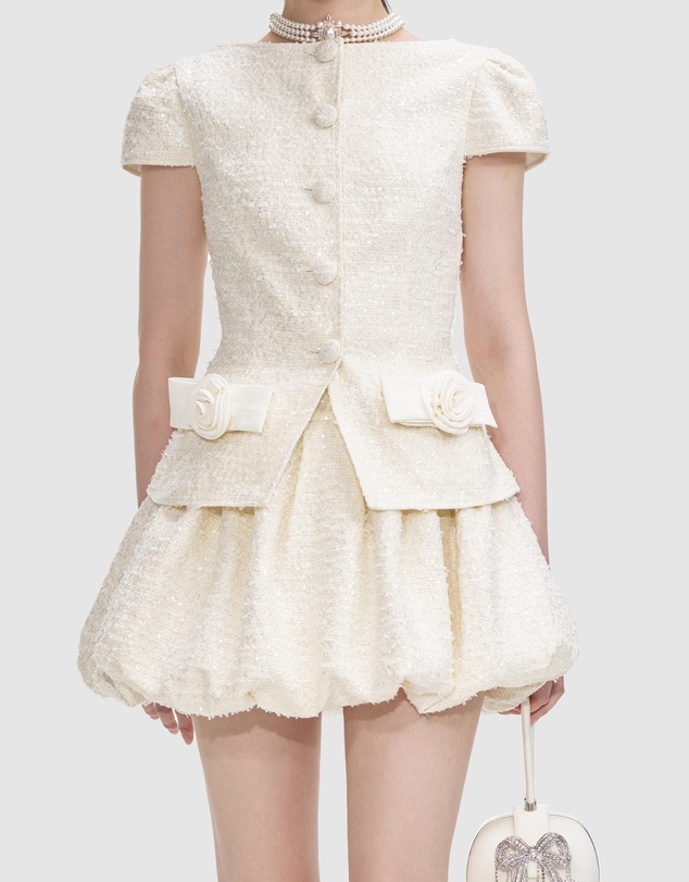 Self Portrait - Boucle Bow Detail Mini Dress