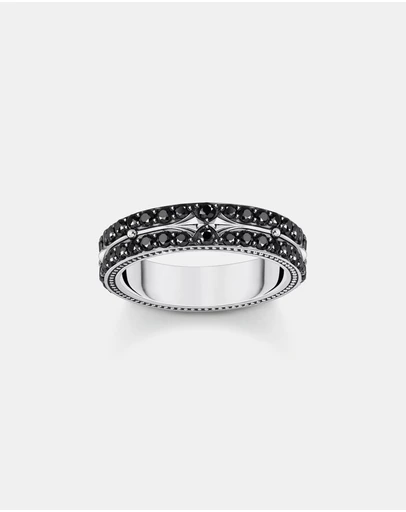 THOMAS SABO - Decorated band ring with black zirconia
