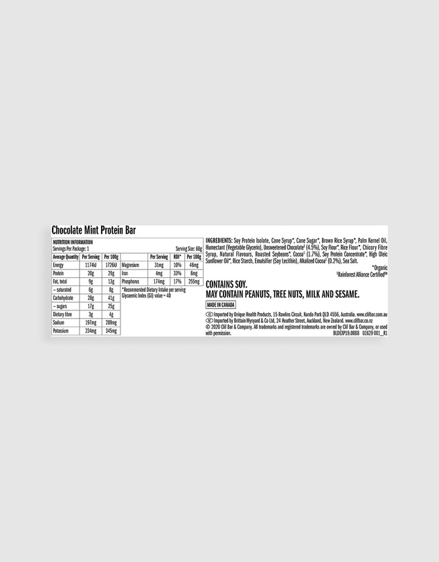 CLIF - Chocolatey Mint Builders Bar - 12x68g