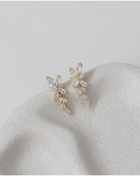 The White Collection - Bloom - Floral Gold Bridal Earrings
