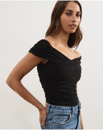Atmos&Here - Ophelia Cross Off Shoulder Mesh Top