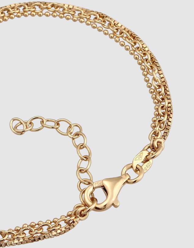 Elli Jewelry - Bracelet Triple Chain 925 Sterling Silver Gold-Plated