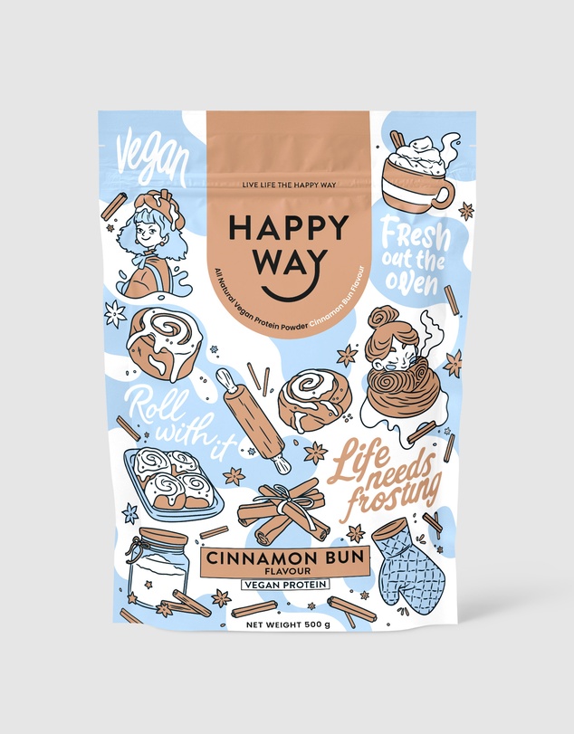 Happy Way - Cinnamon Bun Vegan Protein Powder