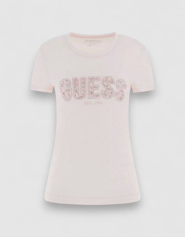GUESS - Crew Neck Logo Lace T-Shirt