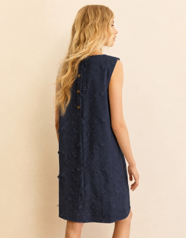 Emme | Max Mara Group - Navy Embroidered Cotton Dress