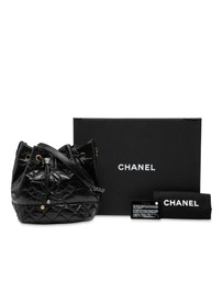 Pre-Loved by Azura Reborn - Pre-Loved Shiny Aged Calfskin CC Chain Drawstring Bucket Bag