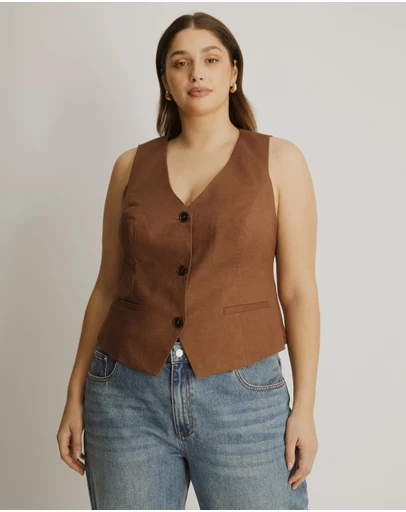 Atmos&Here Curvy - Yasmin Linen Blend Vest