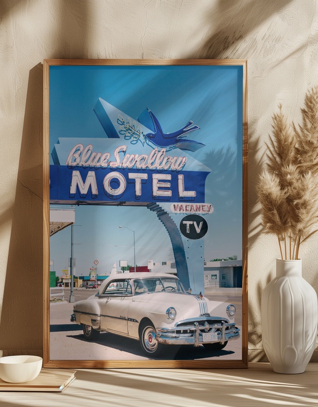 Olive et Oriel - Blue Swallow Motel by Bethany Young Art Print
