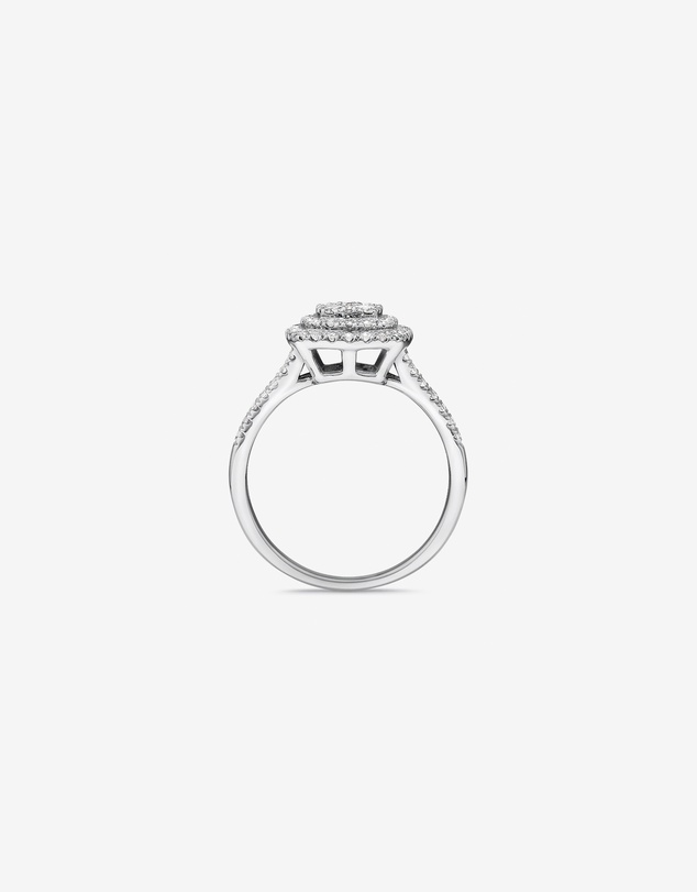 Michael Hill - 0.65 Carat TW Cushion Cluster Halo Diamond Ring in 10kt White Gold