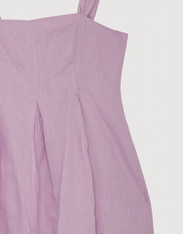 Revibe - Repaired AERE Inara Pleated Linen Midi Dress - AU 14