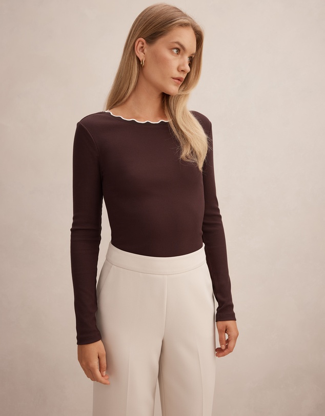 Forever New - Rebecca Scallop Long Sleeves Top