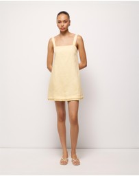 AERE - Cova Pleat Trim Linen Mini Dress