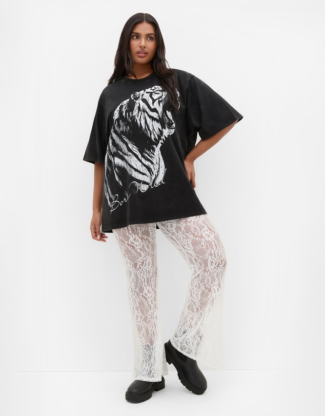 City Chic - Plus size Aura Lace Pant - ivory