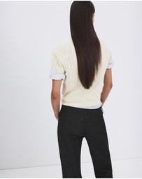 M.N.G - Openwork Knitted Polo-Neck Sweater