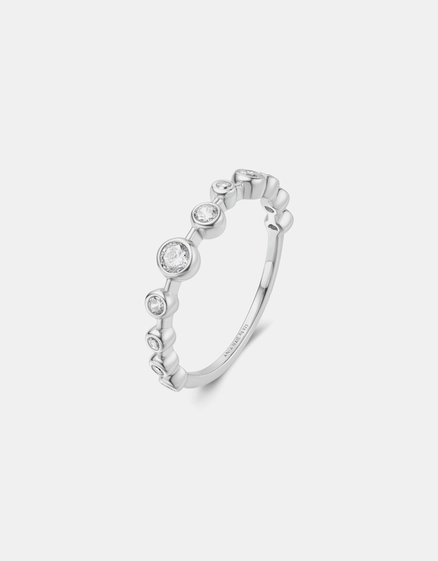 Ania Haie - Ania Haie Silver Bezel Cubic Zirconia Zig-Zag Ring
