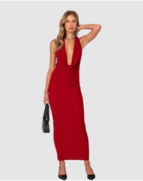 EDIKTED - Cowl Neck Open Back Maxi Dress