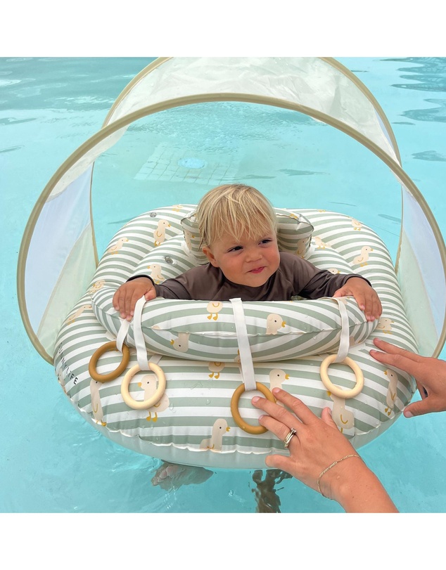 Sunnylife - Interactive Baby Float Duck - Sage Stripe