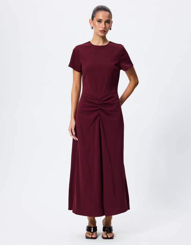 Tussah - Sophia Crew Neck Ruched Detail Midi Dress