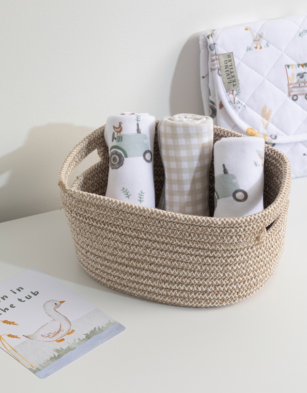 Living Textiles - 3 Pack Organic Wash Cloths - Tractor Ride