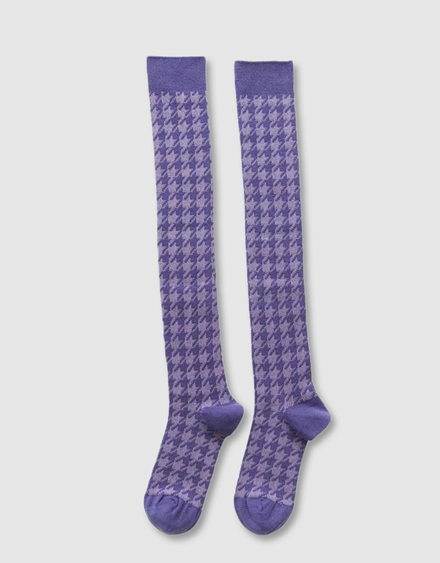 High Heel Jungle - Houndstooth Knee High Socks