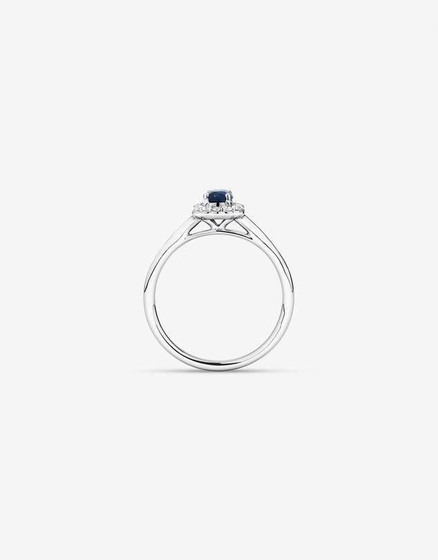 Michael Hill - Australian Sapphire & 0.10 Carat TW Diamond Halo Ring in 10kt White Gold