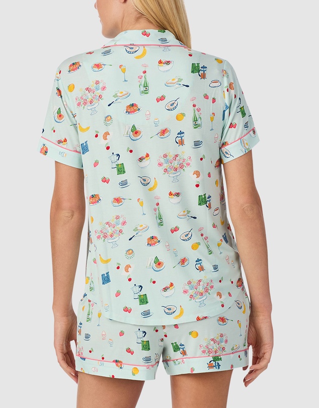 Kate Spade - Printed Modal Button Up Short Sleeve Short Pyjama Set