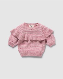 Wilson & Frenchy - Rhubarb And Cream Knitted Ruffle Jumper - Babies