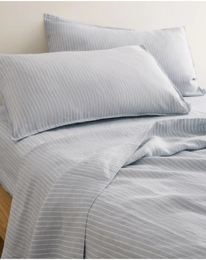Country Road - Skye Linen Queen Flat Sheet