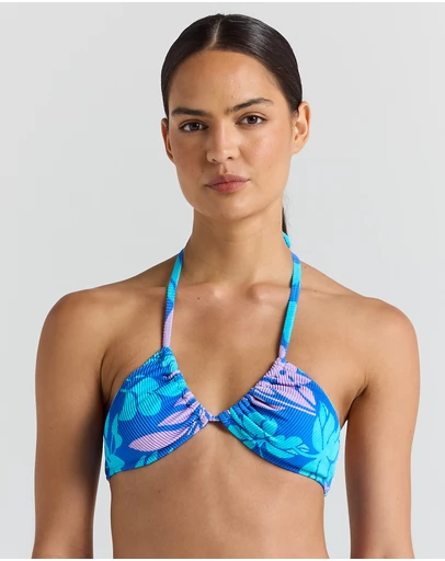 Poolside Paradiso - Vanuatu Ruched Halter Bikini Top - Ocean