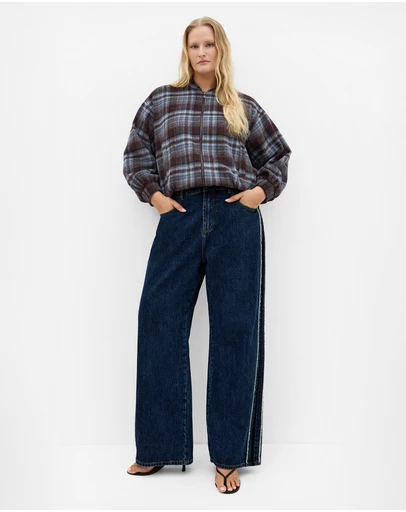 City Chic - Mila Check Bomber Jacket