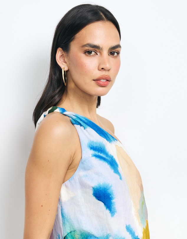 AERE - Anthea One Shoulder Linen Mini Dress
