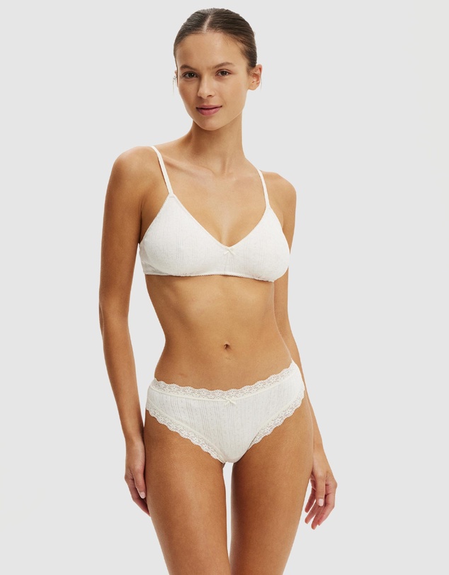 Cotton On Body - Cotton Pointelle Triangle Padded Bralette