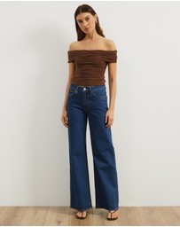 Atmos&Here - Elka Short Sleeve Mesh Off Shoulder Top