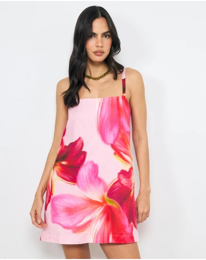 AERE - Valli Linen Shift Mini Dress