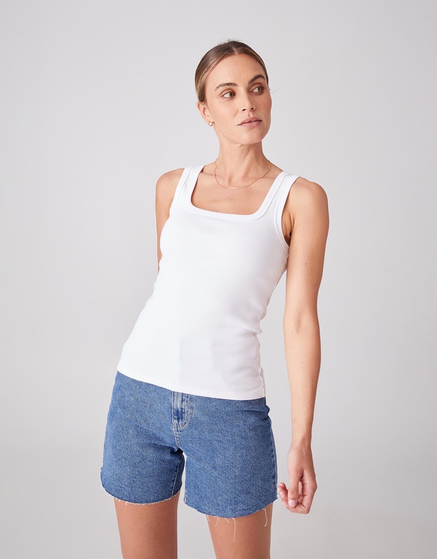 Ceres Life - Zaeli Contour Rib Square Neck Tank