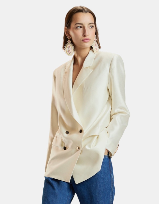 Cynthia Rowley - Silk Wool Double Breasted Blazer