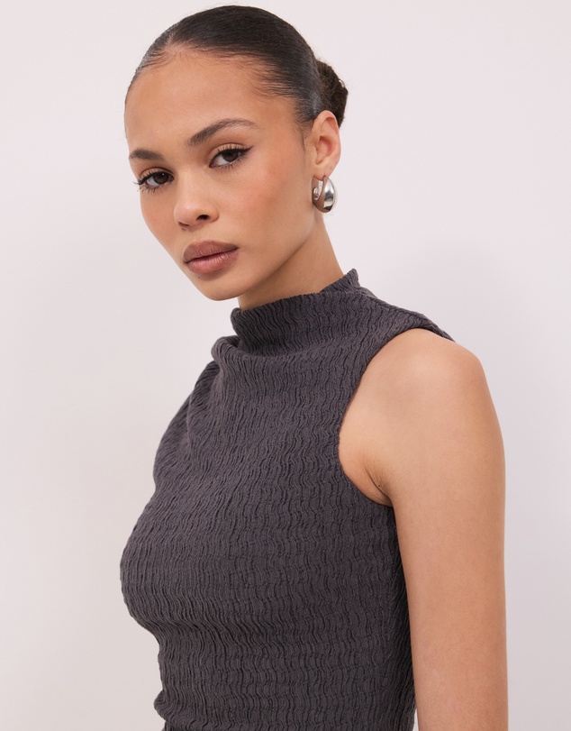 Calli - Grace High Neck Asymmetrical Top