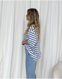 Dazie - Nostalgia Stripe Oversized Boyfriend Tee