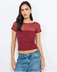 AERE - Bandeau Lined Mesh Tee