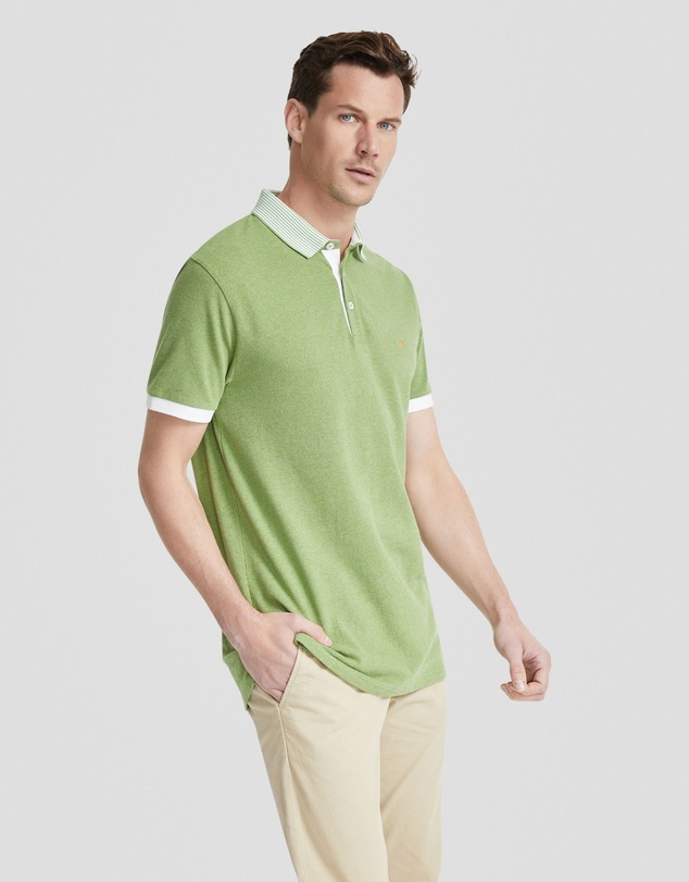 Oxford - Axell Striped Collar Pique Polo
